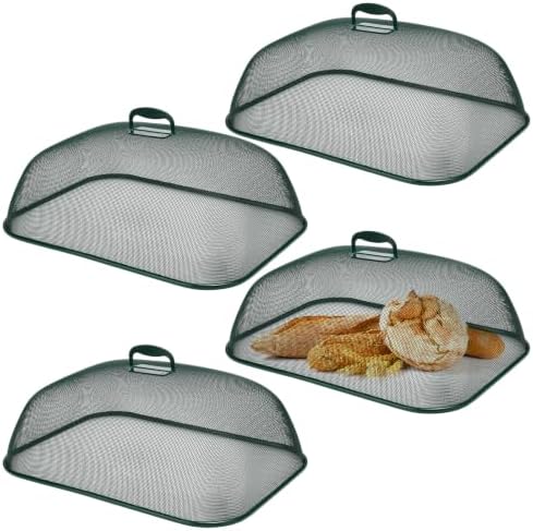 Hicarer 4 Pcs Metal Mesh Food Covers for Outdoors 18 Inch, Dark Green by Hicarer