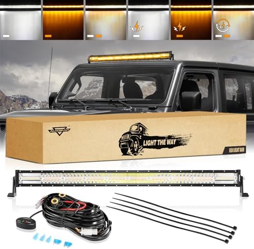 Auxbeam 42In LED Light Bar, 240W 6 Modes Straight Amber White Strobe Lights by Auxbeam