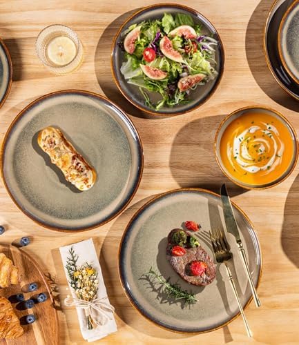TheTerra Ceramic Dinnerware Set for 8, 24-Piece Plates and Bowls Set - Image 4