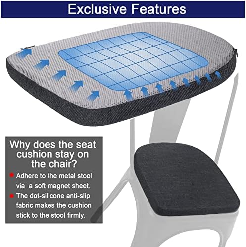 BUYUE Natural Linen 14x14 Magnetic Cushion for Metal Chair 1 Piece, Enhanced Anti-Slip Seat Pad for Dining Kitchen Café Stackable Chair (U-Shape, Black, 1 Count) - Image 3