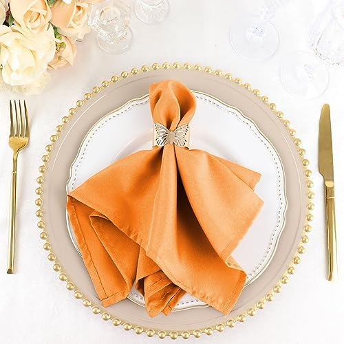 100 pcs 17-Inch Orange Polyester Luncheon Napkins - for Wedding Party Reception Events Restaurant Kitchen Home - Image 6