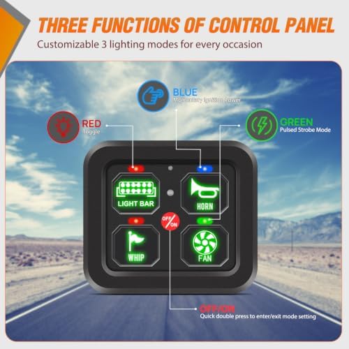 Nilight 4 Gang Switch Panel Green 12V 24V Circuit Control Relay System - Image 2