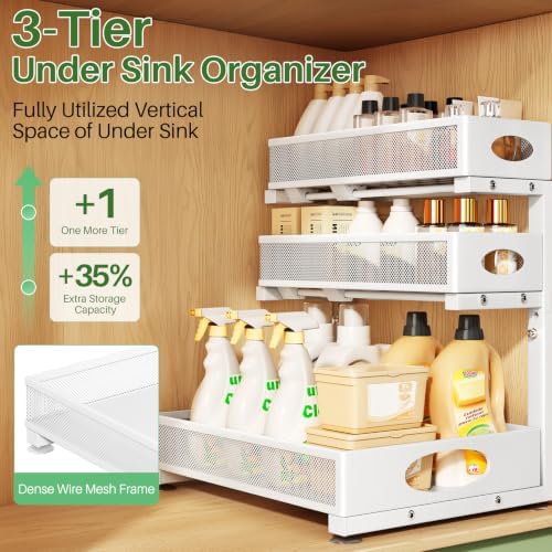 Kitstorack Under Sink Organizer 3-Tier Slide Out Drawer for Bathroom 1-Pack - Image 3