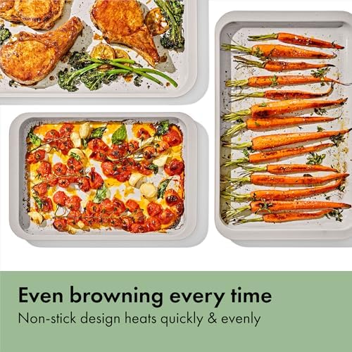 OXO Good Grips Non-Stick Pro Ceramic Coated Metal Bakeware Half Sheet Pan — Basil, Ceramic Non-stick Baking Pans for Oven, Baking Sheet, Cookie Sheets for Oven - Image 4