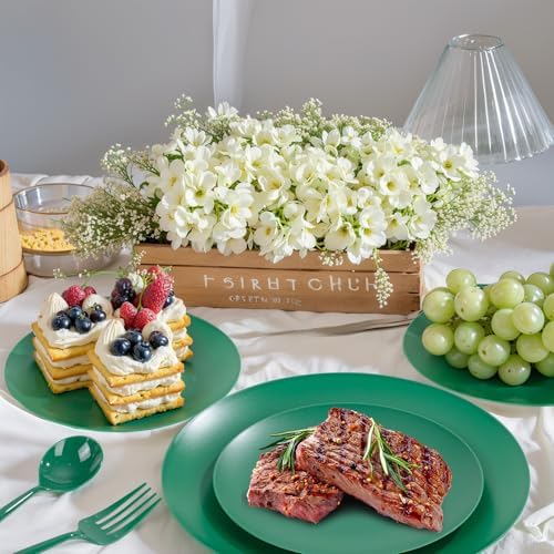 EjonirInjonir 150pcs Heavy Duty Green Disposable Plates for Camping Matte - Image 2