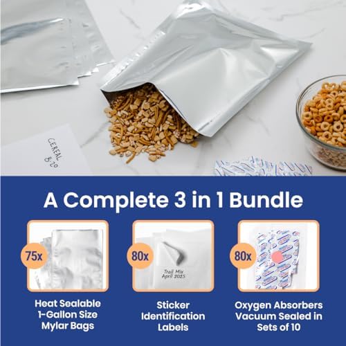 Wallaby 1-Gallon Open Top 10 Mil Mylar Bags, Oxygen Absorbers (30-Pack) - Image 3