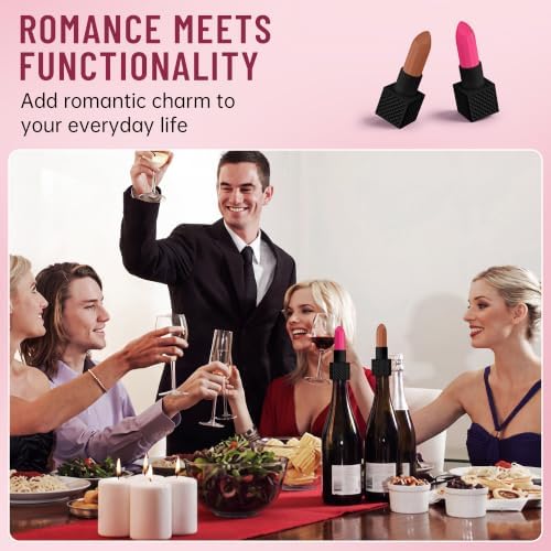 2‑Pack Silicone Wine Stoppers, Lipstick Shaped Bottle Stoppers - Image 5