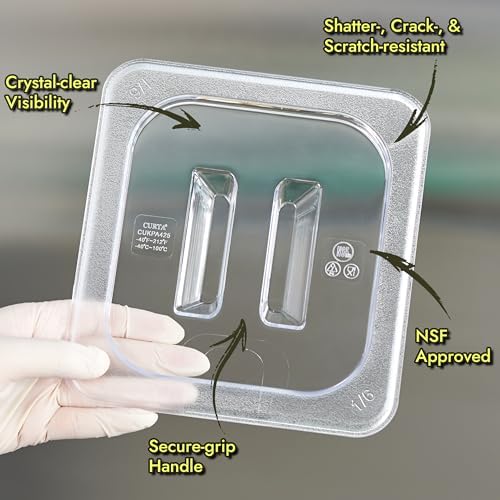 CURTA 4-Pack Full Size 6" Deep NSF Polycarbonate Food Pans with Handled Lids & Drain Trays | Dishwasher & Freezer Safe Clear Container for Prep Tables, Buffet, Salad Bar, Commercial & Home Kitchen - Image 7