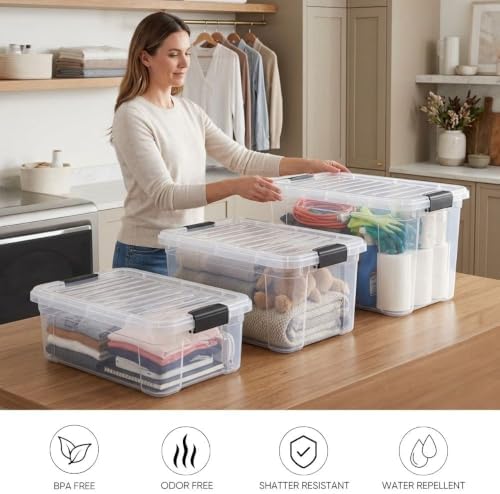 Superio Clear Storage Box with Lid, 36 Quart Plastic Container Bins for Organizing, Stackable Crates, BPA Free, Non Toxic, Odor Free, Organizers for Home, Office, School, and Dorm - Image 4