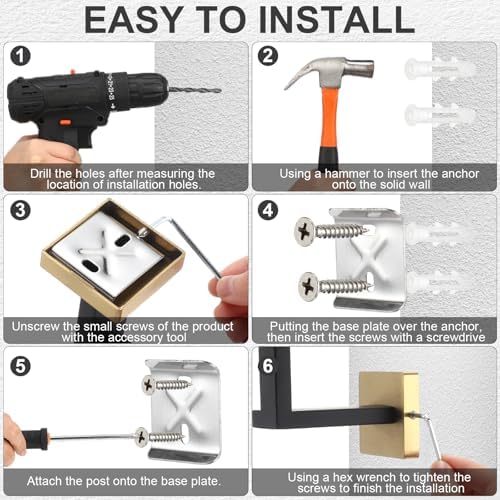 10 Pcs Black Gold Bathroom Hardware Accessories Bath Towel Bar Set - Image 3