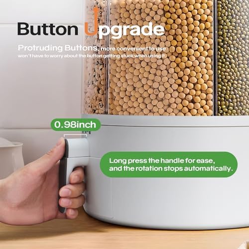 16lb Grain and Rice Storage Container, 360° Rotating 6 Grid Grain Dispenser - Image 5