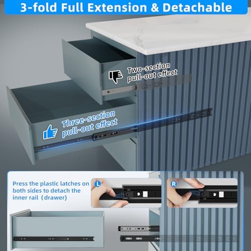SHUHANG 1 Pair Full Extension Drawer Slides 8 10 12 14 16 18 20 22 24 Inch 100 lb Load Capacity Side Mount Ball Bearing Rails Cabinet Dresser Glides Wardrobe Kitchen Trash Can Slider Runners Black - Image 3