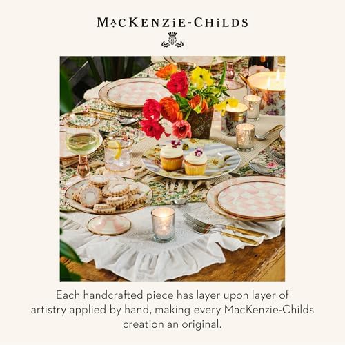 MACKENZIE-CHILDS Pedestal Platter, Mini, Pink-and-White Rosy Check - Image 6