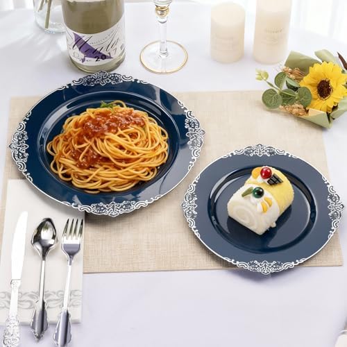 Bestluck 700PCS Navy Blue Plastic Plates for 100 Guests - Image 7