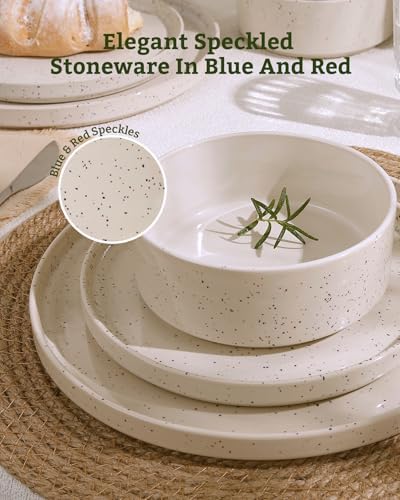 Famiware Nebula 24-Piece Dinnerware Set with Pasta Bowls, Creamy White - Image 3