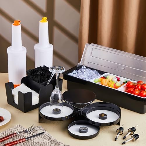 Bartending Supplies 3 Compartment Plastic Garnish Tray, 3 Tier Glass Rimmer - Image 5
