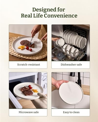 Famiware Nebula 24-Piece Dinnerware Set, Matte Beige White - Image 7