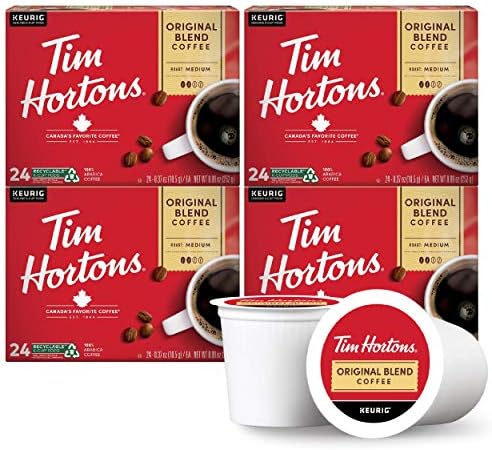 Tim Hortons Original Blend, Medium Roast Coffee, Single-Serve K-Cup Pods Compatible with Keurig Brewers, 96ct K-Cups, Red by TimHortons