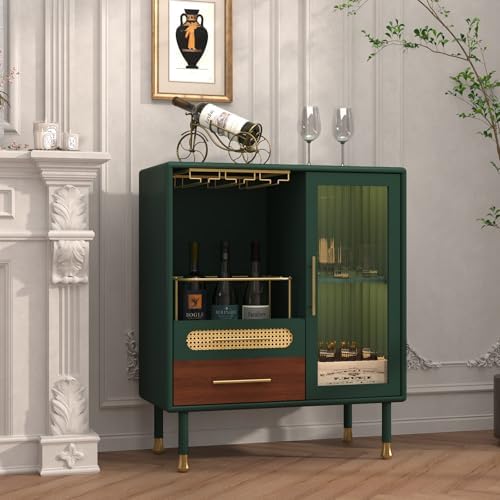 ARTPOWER Modern Coffee Bar Cabinet with Pull-Out Wine Storage, Green - Image 6