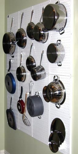 Wall Control Kitchen Pegboard Organizer Pots and Pans Storage Rack Organization Kit with White Pegboard and Black Accessories - Image 3