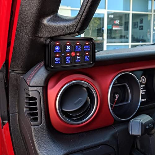 Nilight 8 Gang Switch Panel System Circuit Control Relay System Fuse Wiring Harness Automatic Dimmable ON Off LED Switch Pod for 12V Cars Trucks Campers SUV, 2 Years Warranty,Blue - Image 5