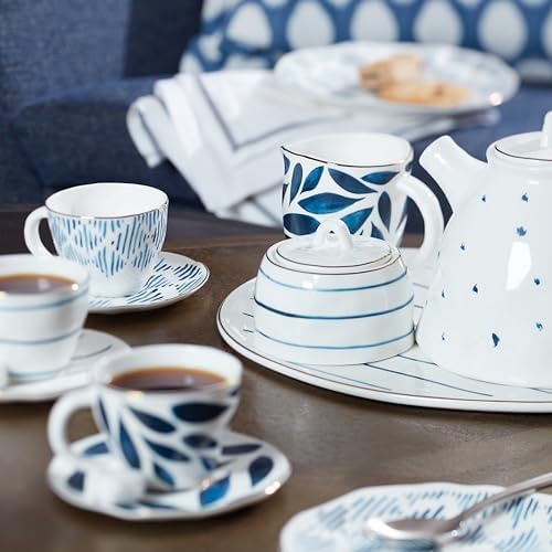 Lenox Porcelain Blue Bay 4-Piece Espresso Cup & Saucer Set, 2.45 LB - Image 2
