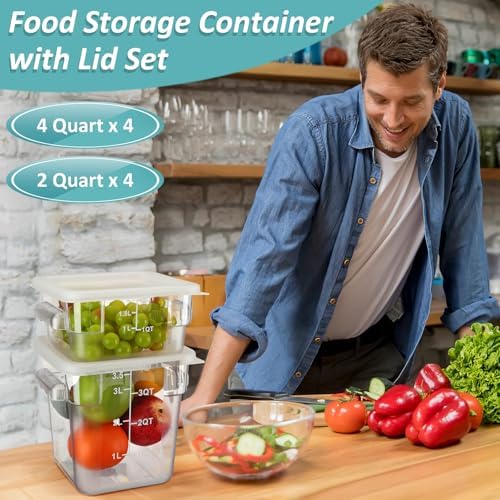 Yungyan 16 Pcs Restaurant Food Storage Containers with Lids Set, White Lids - Image 4