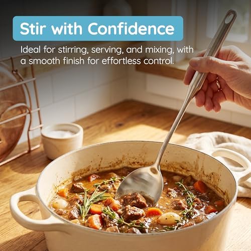 Millvado Big Cooking Spoon Stainless Steel - 15 In. Metal Kitchen Utensil - Image 5
