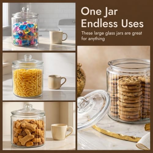 kitchentoolz 1 Gallon Ribbed Glass Cookie Jar with Lid – Ribbed Glass Jar with Lid - Airtight Food Storage Container for Cookies, Candy, Flour, Dog Treats - Image 5