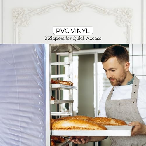 Bakery Food Pan Sheet Rack Cover | Size: 23"W x 28"L x 33"H | Material: Heavy-duty Nylon | Zippers:2 | Color:White | Pack of 1 - Image 5