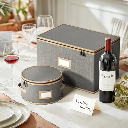 Wine Glass Storage Containers, 2 Piece China Storage Containers, Grey - Image 3