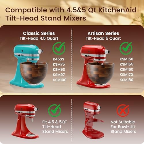 Wood Mixing Bowl Compatible with KitchenAid 4.5 & 5 Qt Tilt-Head - Image 6