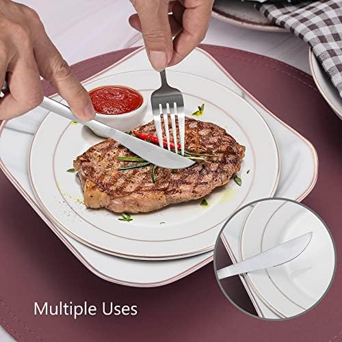 Matte Silverware Set, VANVRO 20-Piece Stainless Steel Flatware Set, Satin Finish tableware Cutlery Set, Service for 4, Home and Restaurant, Dishwasher Safe - Image 5