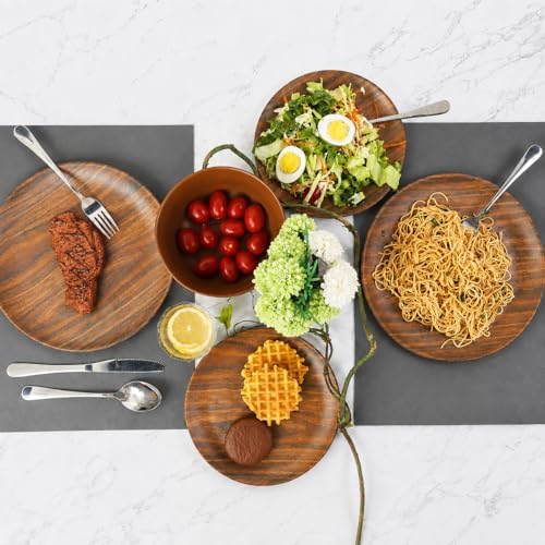 TP 18-Piece Melamine Dinnerware Sets, Service for 6, Rosewood Grain - Image 6