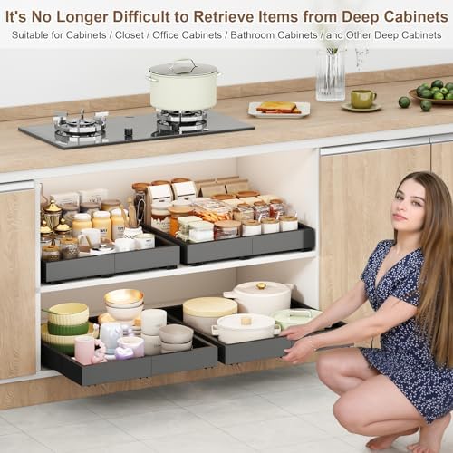 Fokyfok Pull out Cabinet Organizer,14"-21"W,17"-24"D,Expandable,Adhesive - Image 6