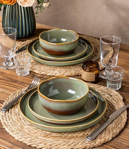 TheTerra Ceramic Dinnerware Set for 6, 18-Piece Plates and Bowls Set - Image 7