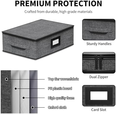2-Pack Cup Storage Box with Dividers, Hard Shell Mug Organizer with Lid - Image 4