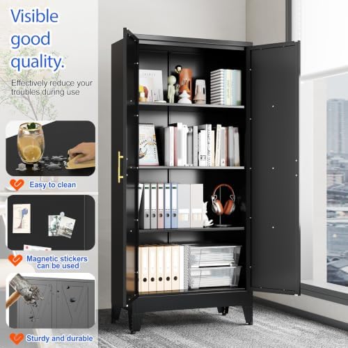 GAIOUS 61" Tall Kitchen Pantry Cabinet,Metal Storage Cabinet Black Cupboard - Image 3