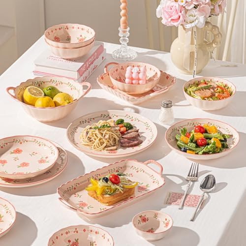 Ceramic Dinnerware Set, Series Kavara Ⅱ, (Pink Peach Blossom) - Image 6