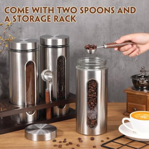 Extra Large Stainless Steel Coffee Grounds Canisters Container with Shelf - Image 3