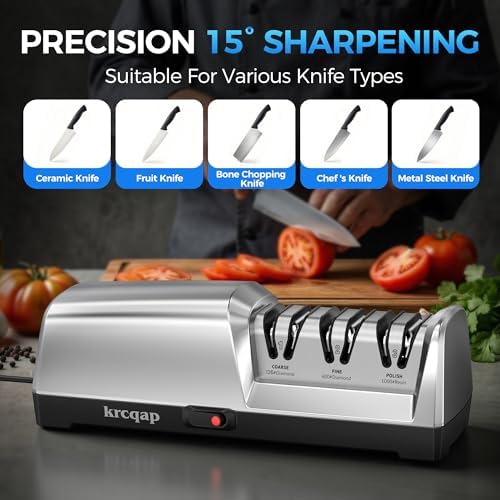 Electric Knife Sharpener for Kitchen Knives, 3-Stage, Fast, Repair, Polish - Image 4