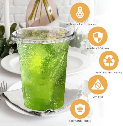 500 Clear Plastic Cups 16 oz Sip Lids - BPA Free - Image 3