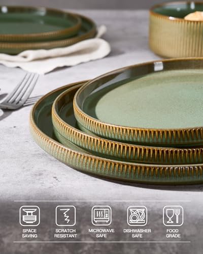 famiware Star 10/8 inches Dinner Plates Set for 6, Capulet Olive - Image 4