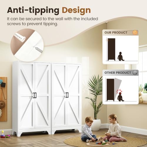 Yizosh 71" White Metal Pantry Storage Cabinet,Kitchen Tool Storage Cabinet - Image 5