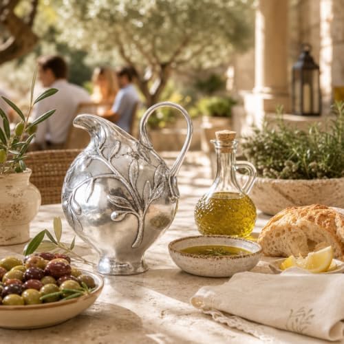Arthur Court Aluminum Olive Branch Tuscan Pattern Serving Pitcher 100oz for Water and Juice - 9 Inch Tall - Image 7