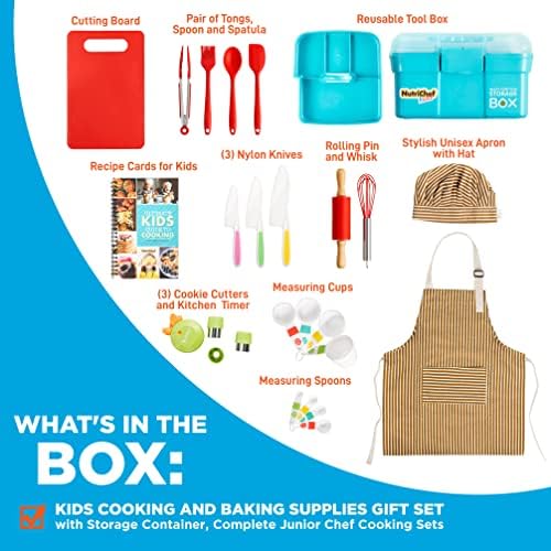 NutriChef Kids Cooking & Baking Set - Complete Cooking Set for Girls & Boys, Includes Little Chef's Apron. Kitchen Supplies, Nylon Knives, Utensils, & Baking Tools, Great Gift for Ages 4 and Up - Image 4