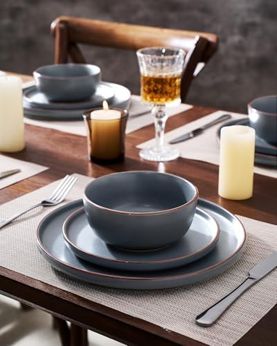 Famiware Mercury 24-Piece Stoneware Dinnerware Set, Charcoal - Image 6