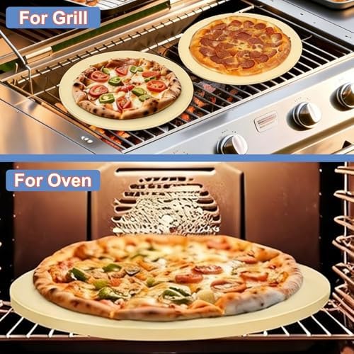 Large Round 16 Inch Pizza Stone for Grill and Oven, Cordierite Baking Stone - Image 3