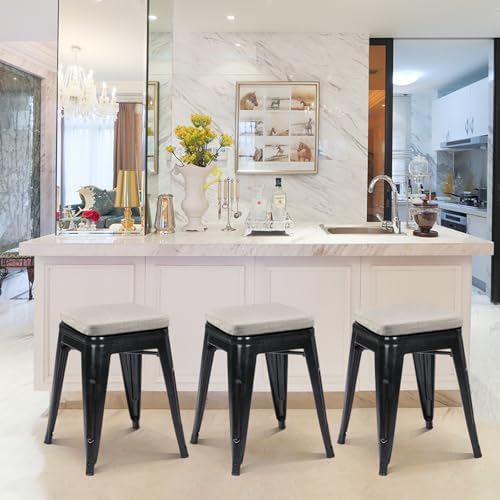 BUYUE Friendly Woven Fabric Magnetic Bar Stool Cushion 1 Piece, Enhanced Anti-Slip Breathable Small Chair Seat Pad for Café Bistro Stackable Metal Stool (Square, Light Grey, 1) - Image 3