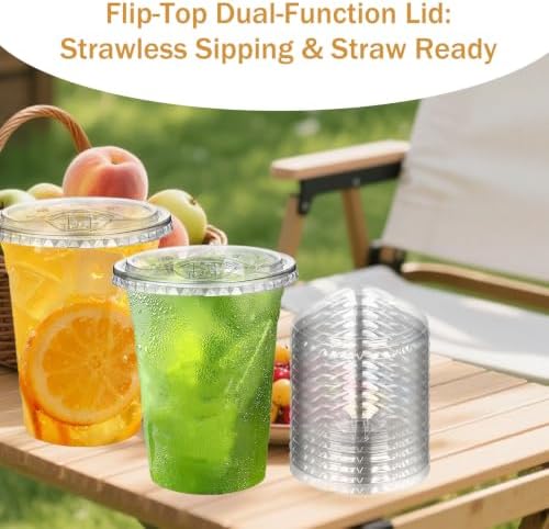 500 Clear Plastic Cups 16 oz Sip Lids - BPA Free - Image 4